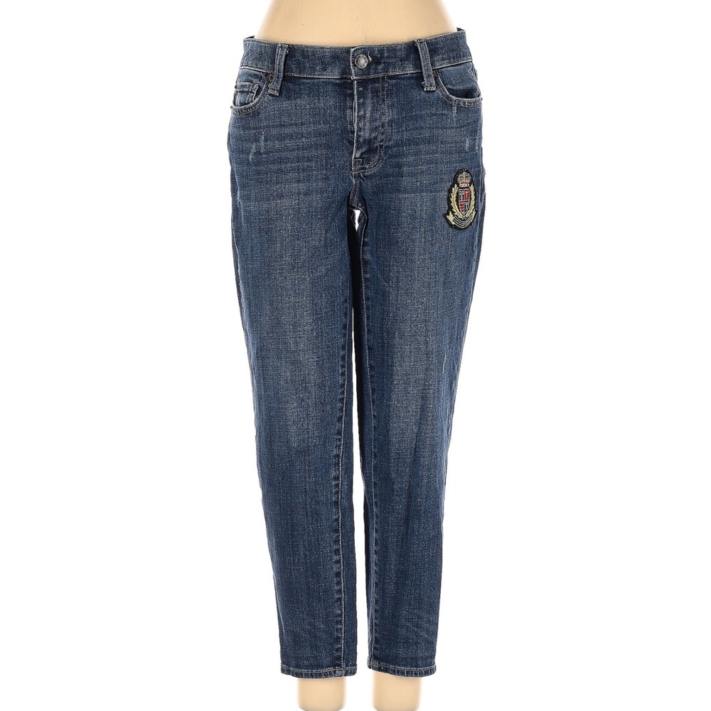 Talbots Vintage Girlfriend Distressed Jeans with Crest Patch.